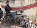 Bicycle powered back alley knife sharpener