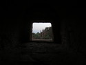 Distant temple through temple window