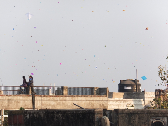Kites over the roofs of Ahmedabad