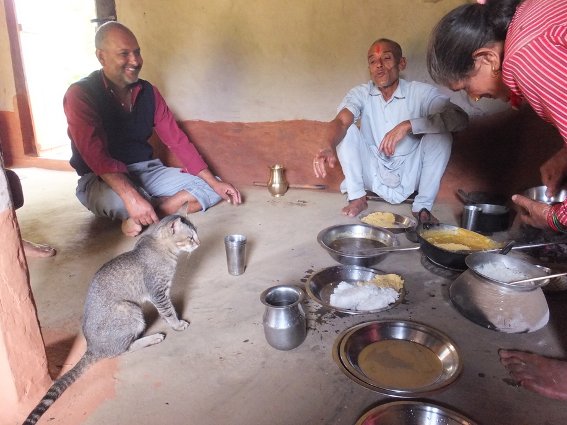 Special dhindo lunch in Aabhash's village