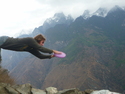 Me catching a disc above tiger leaping gorge