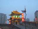 Moon rising over the corner of xian city wall