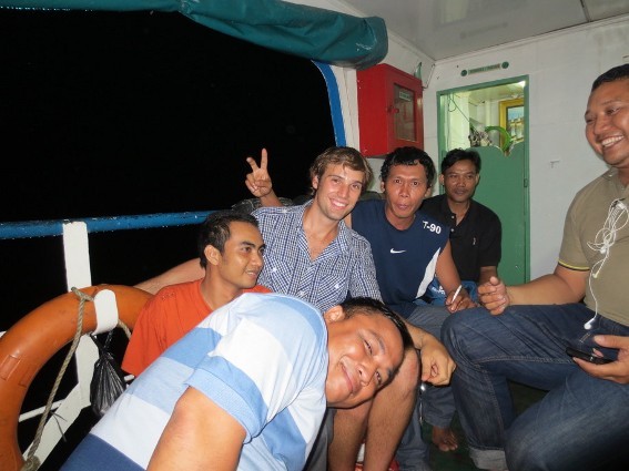 Me and the group on the ferry from Pontianak to Gunung Palung(the person giving the peace sign was named Tarzan)