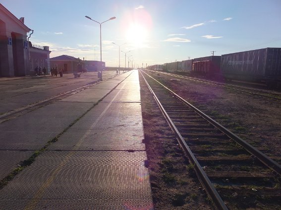 Sainshand train station nearing dusk