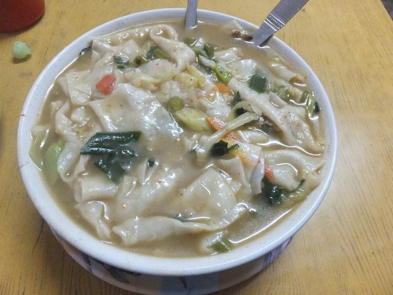 Fresh, hot, Thenthuk (Tibetan soup)