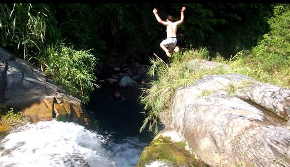 Me jumping off the waterfall